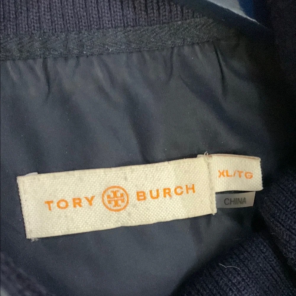 Tory Burch Dark Blue Quilted Vest with Gold Accents - Picture 3 of 10